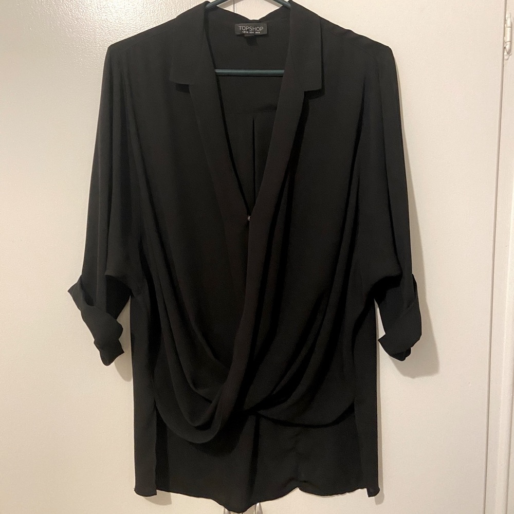 Topshop Flowy Black Blouse